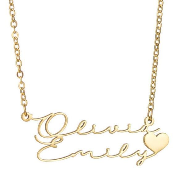 "Olivia Emily" - Stainless Steel English Double-layer Pendant Necklace  - J2 - Picture 4 of 4